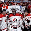 HELSINKI, FINLAND - DECEMBER 28: Canada's Travis Dermott #24, Mason McDonald #1 and Mitchell Stephens #27 take to the ice for warmup during preliminary round action at the 2016 IIHF World Junior Championship. (Photo by Matt Zambonin/HHOF-IIHF Images)

